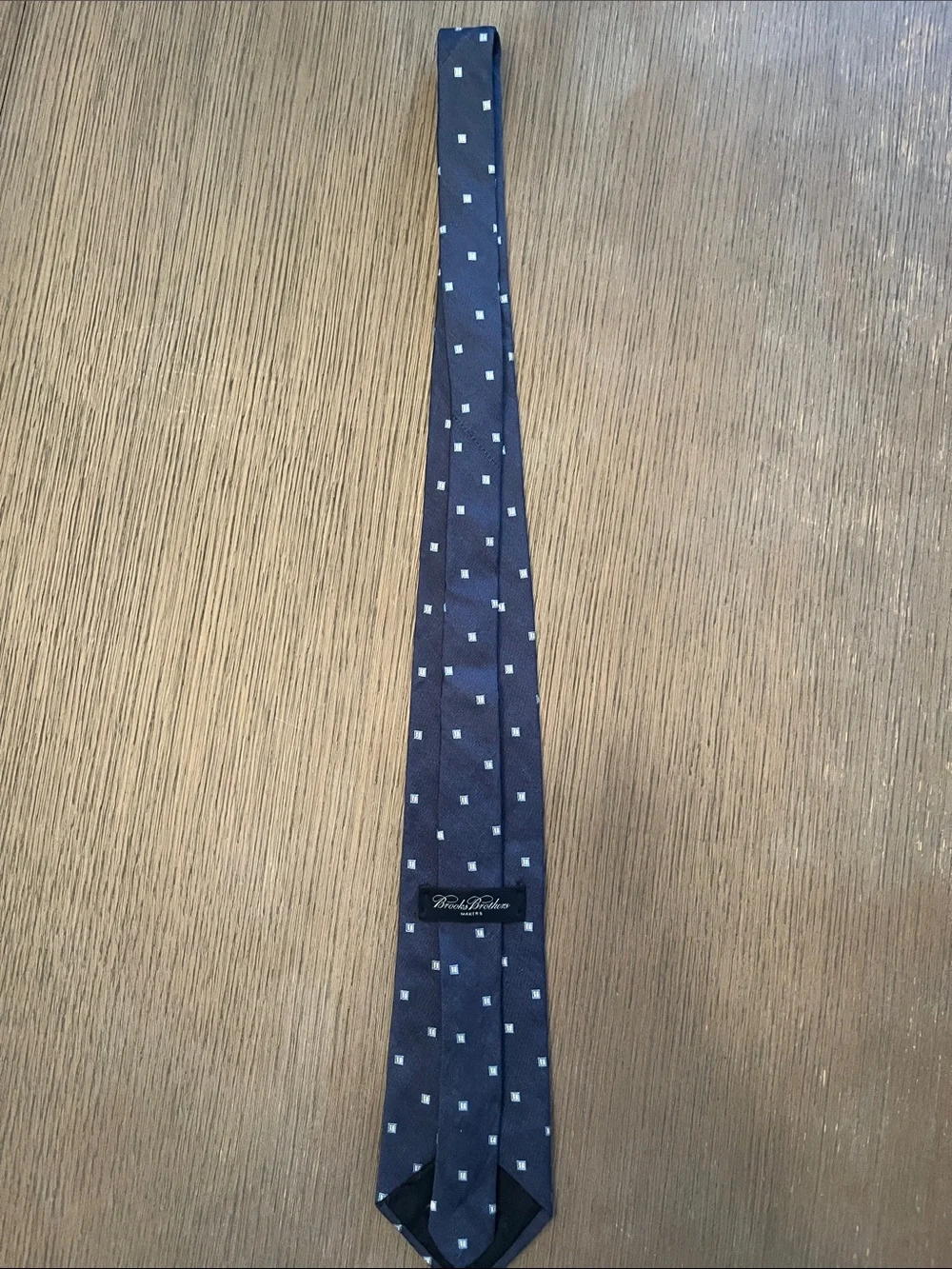 Brooks Brothers Makers Navy Tie with White Square.